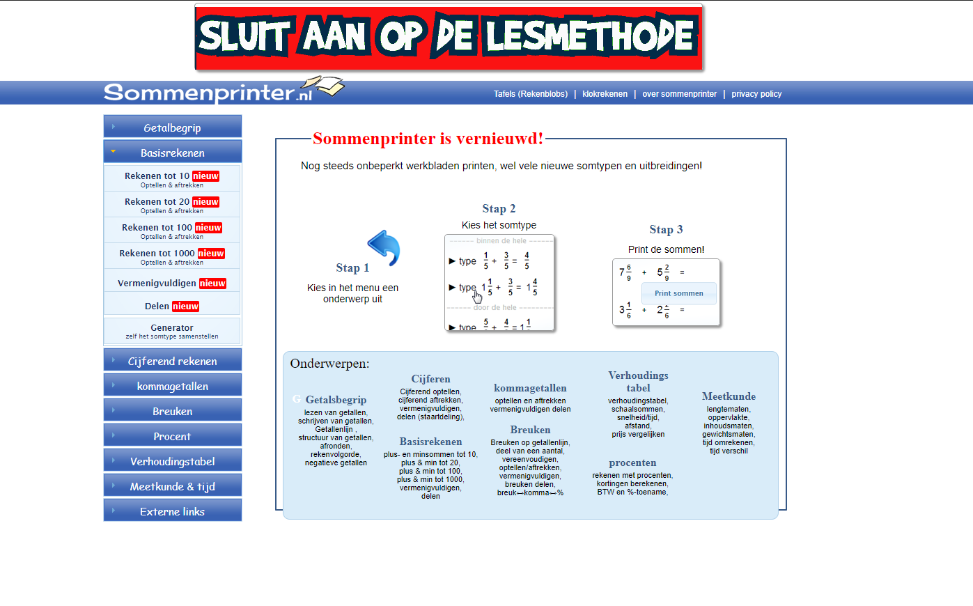 Sommenprinter — Oefenen met sommen