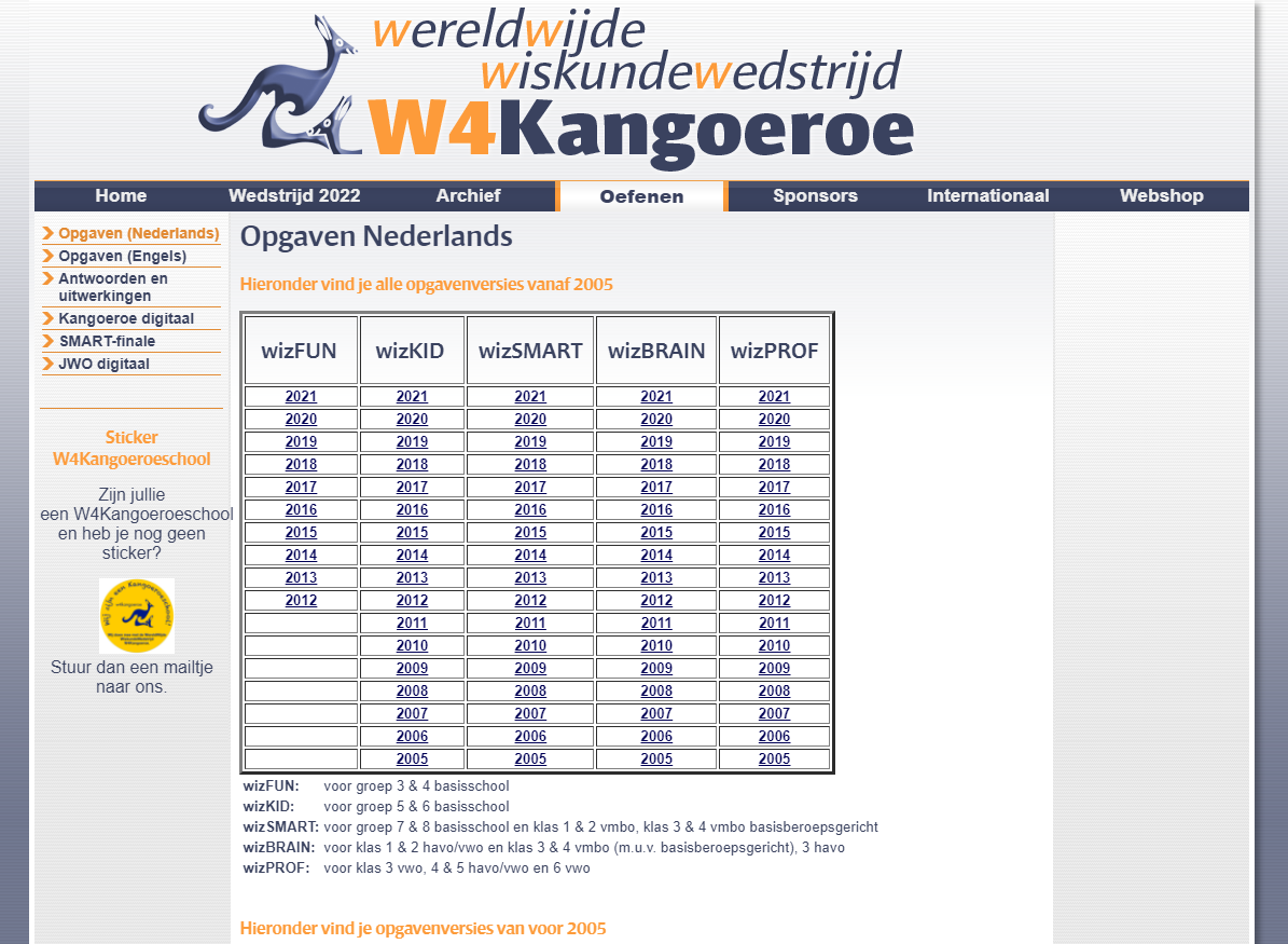 W4 Kangoeroe — Oefenen met sommen